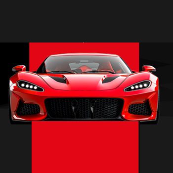 sportowe auto na czerwonym dywanie